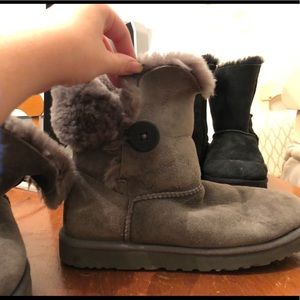 Grey uggs with buttons